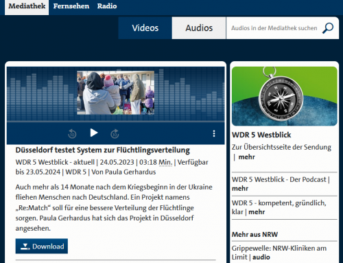 Pressebeitrag WDR: „Düsseldorf testet System zur Flüchtlingsverteilung“